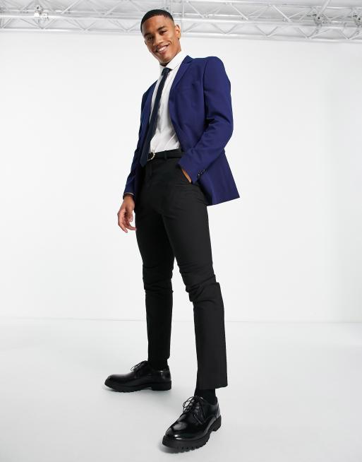 Navy suit jacket hot sale with black pants