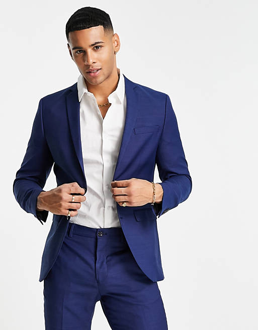 Jack & Jones Premium slim fit suit jacket in bright blue