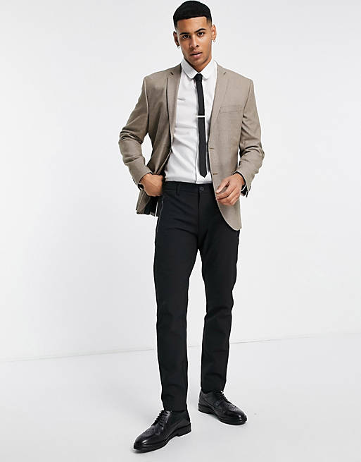 Jack & Jones Premium slim fit suit jacket in brown houndstooth