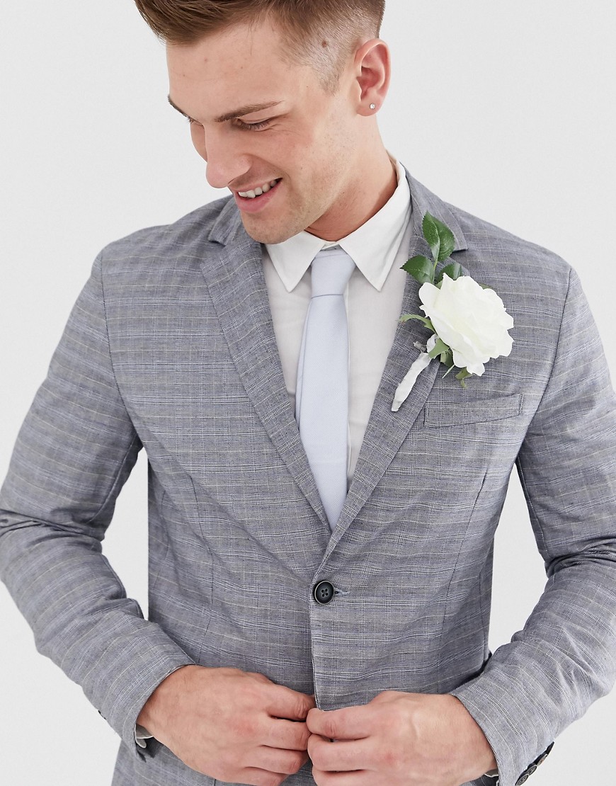 Jack & Jones Premium slim fit suit jacket in gray check-Grey