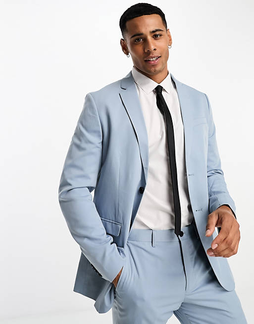 asos.com | Premium slim fit suit jacket in light blue