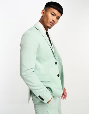 Jack & Jones Premium Slim Fit Suit Jacket In Pastel Blue