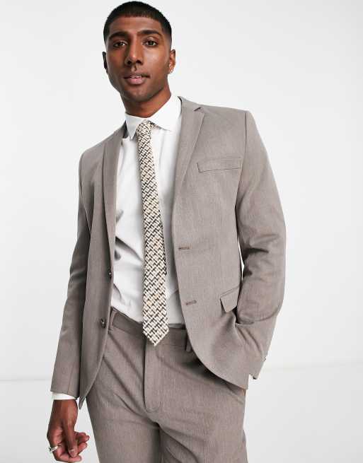 Jack & Jones Premium slim fit suit jacket in textured sand