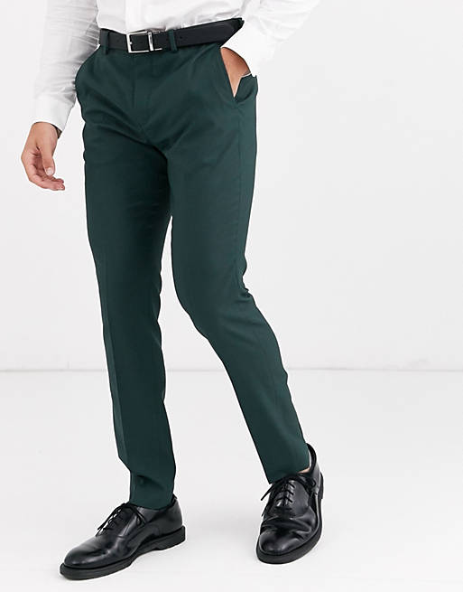 Jack & Jones Premium slim fit suit pants in green | ASOS