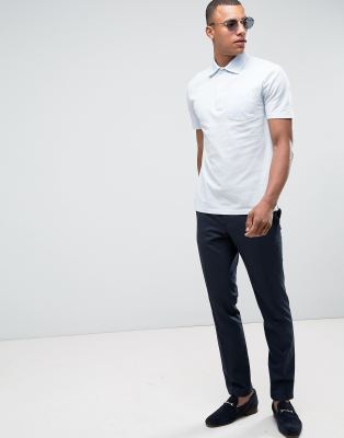 polo shirt with suit pants