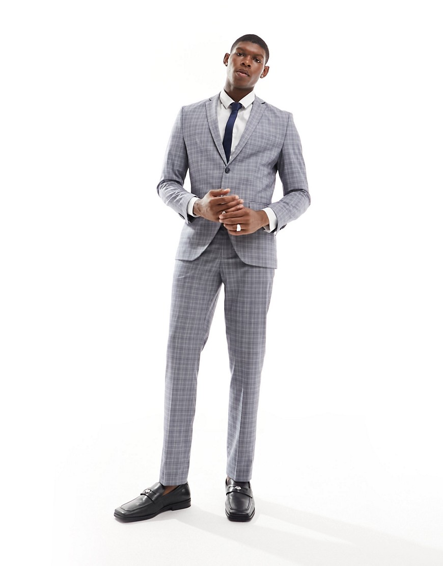 Jack & Jones Premium slim fit suit trouser in blue check