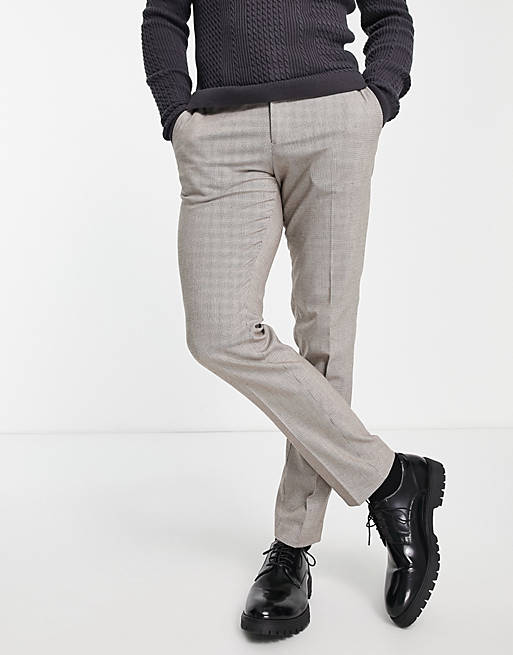 Suits Jack & Jones Premium slim fit suit trouser in brown houndstooth 