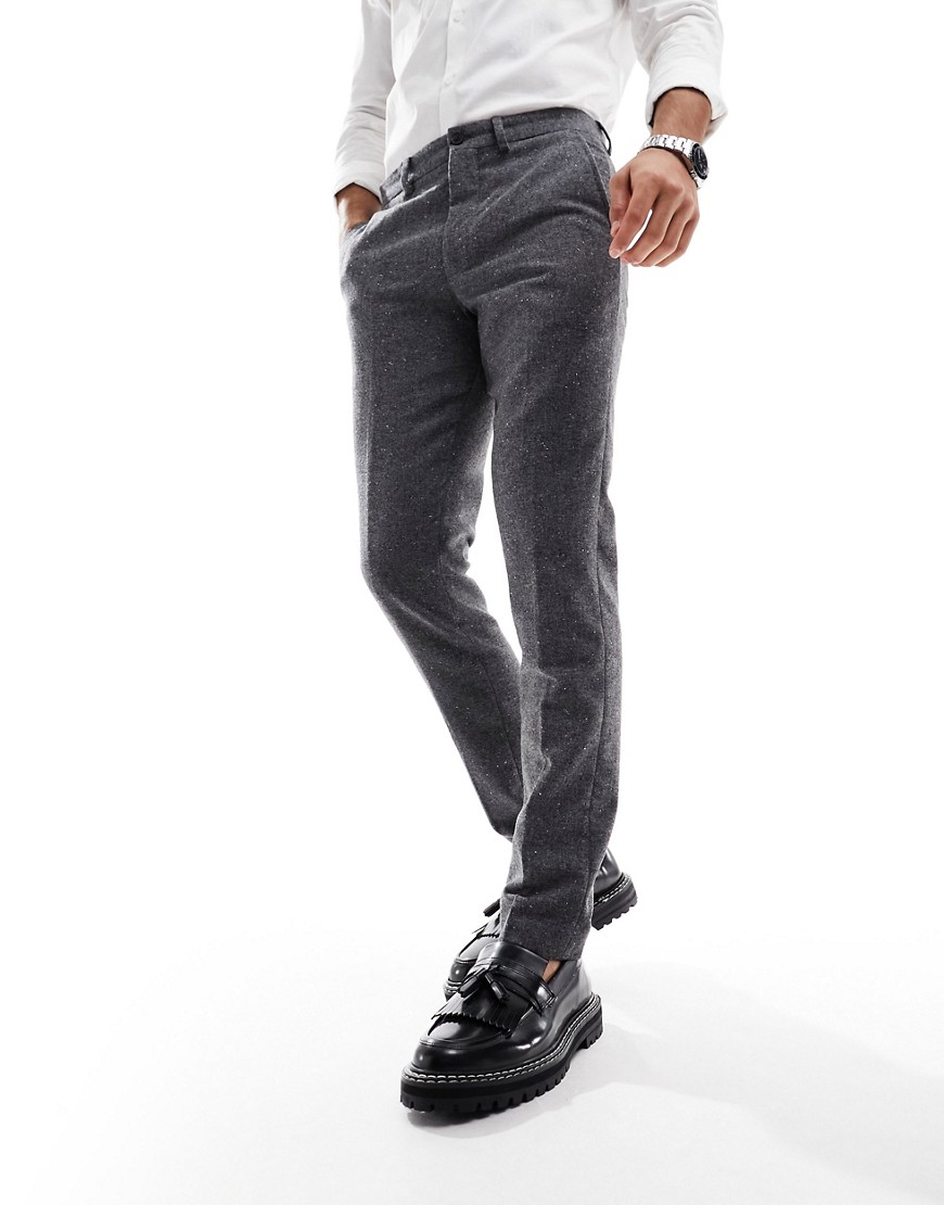 Jack & Jones Premium slim fit suit trouser in grey nepp