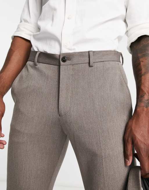 Jack & Jones Premium slim fit suit pant in textured sand