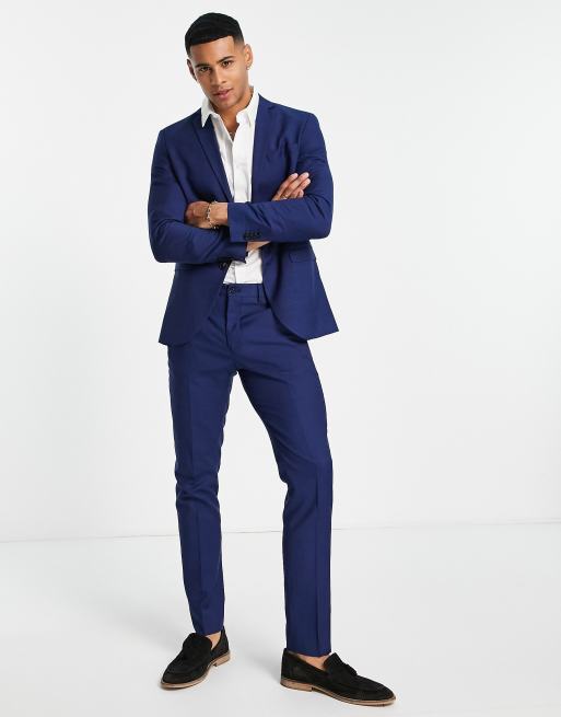 Jack & Jones Premium slim fit suit trousers in bright blue