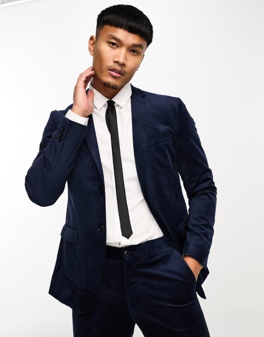 Blue velvet suit online jacket mens