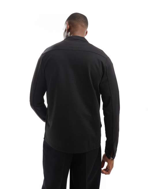 Jack & Jones Premium slim jersey jacket in black 