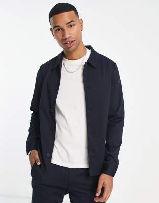 JACK & JONES PREMIUM SLIM JERSEY SUIT JACKET IN NAVY