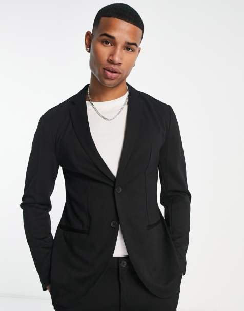 Jack & Jones Premium slim jersey suit jacket & pants in black - view 1
