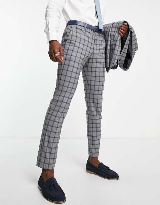 Jack & Jones Premium slim suit pant in gray check
