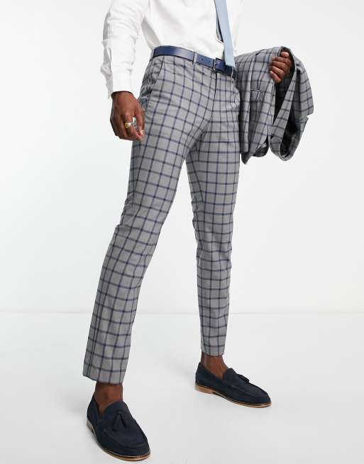 Jack Jones Premium slim suit pants in grey check