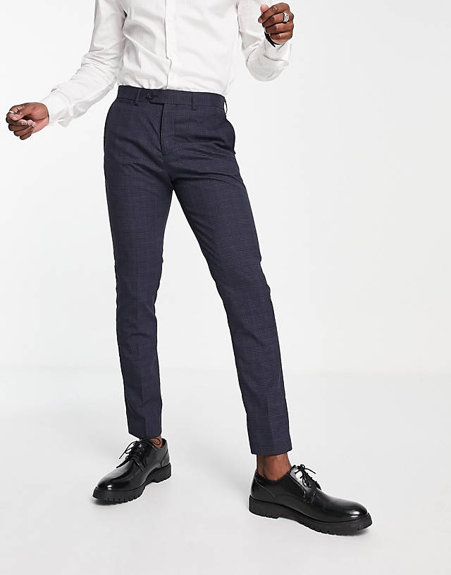 Jack & Jones - premium slim suit trouser in blue check