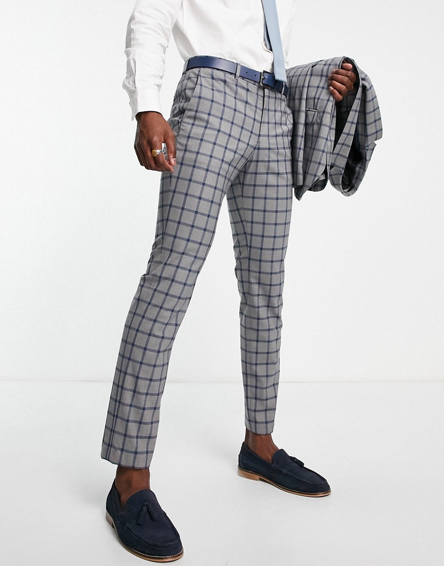 Jack & Jones Premium slim suit trouser in grey check