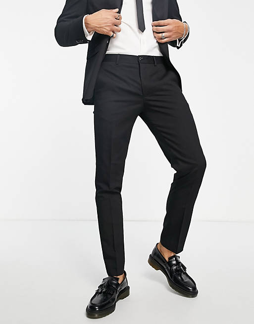 Men Jack & Jones Premium slim suit trousers in black 