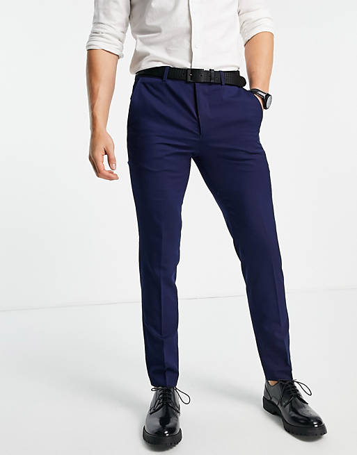 Men Jack & Jones Premium slim suit trousers in blue 