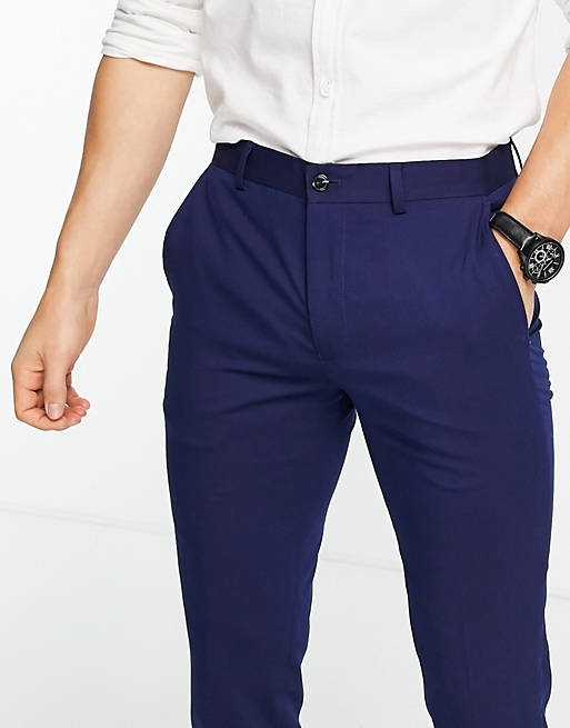Men Jack & Jones Premium slim suit trousers in blue 