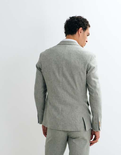 Jack & Jones Premium - Smal colbert van linnenmix in saliegroen, deel van co-ord set, 3 van 5