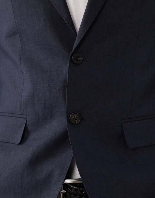 Jack & Jones - Premium - Smal colbert van puur linnen in marineblauw, deel van co-ord set, 4 van 5