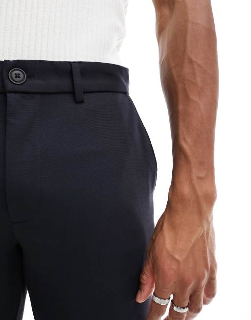 Jack & Jones - Premium - Smalle habitbukser i marineblå jersey , 3 af 5