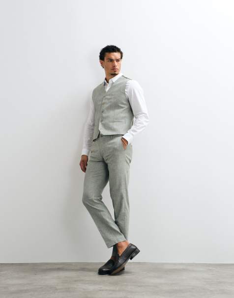 Jack & Jones Premium - Smalle pantalon van linnenmix in saliegroen, deel van co-ord set - view 1