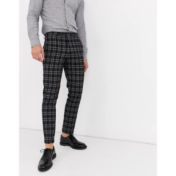 Jack & Jones Premium smart check pants in dark gray