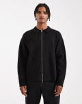 [Jack & Jones] Jack & Jones Premium soft knitted zip cardigan in black M Black