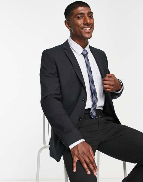 Jack & Jones - Premium - Sort habitjakke med stretch i uldblanding i super slim fit - view 1