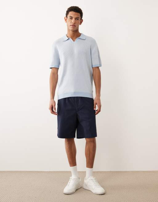 Jack & Jones Premium split neck knitted top in light blue, 2 of 5
