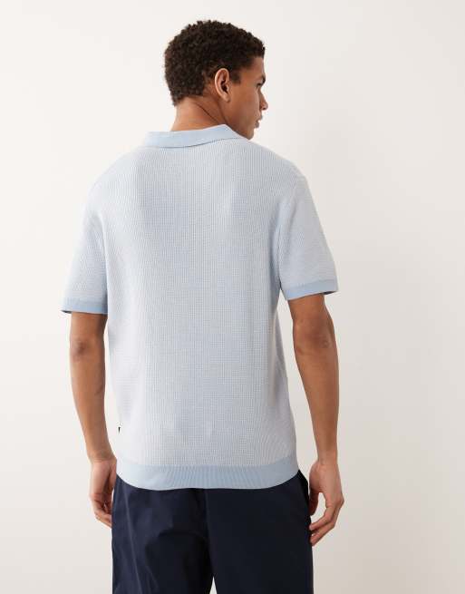 Jack & Jones Premium split neck knitted top in light blue, 5 of 5