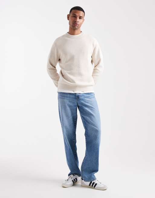 Jack & Jones Premium – Strickpullover in Creme mit Rundhalsausschnitt, 2 von 5
