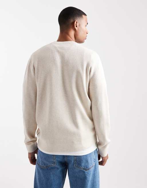 Jack & Jones Premium – Strickpullover in Creme mit Rundhalsausschnitt, 3 von 5