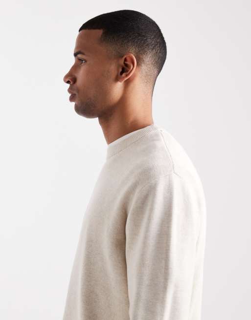 Jack & Jones Premium – Strickpullover in Creme mit Rundhalsausschnitt, 4 von 5