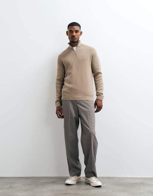 Jack & Jones Premium Strickpullover mit Viertelreißverschluss in Beige, 2 von 5