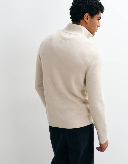 Jack & Jones Premium Strickpullover mit Viertelreißverschluss in Wollweiß, 5 von 5
