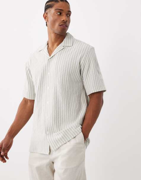 Jack & Jones Premium striped short sleeve shirt in beige - view 1