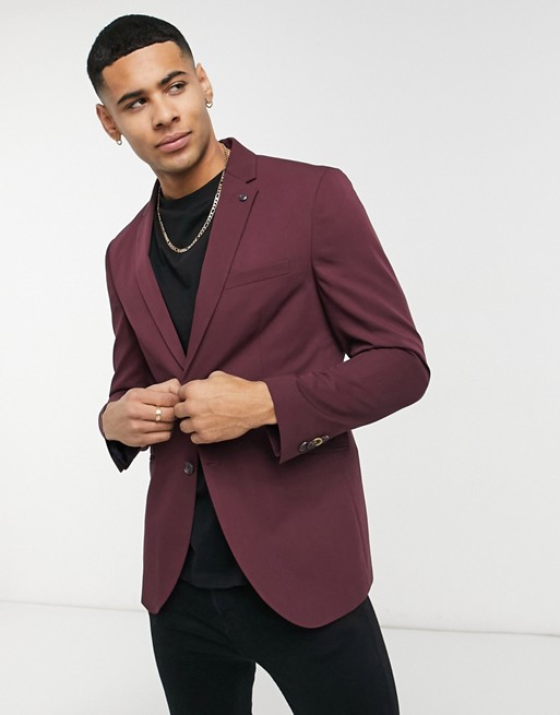Jack & Jones Premium suit jacket in burgundy