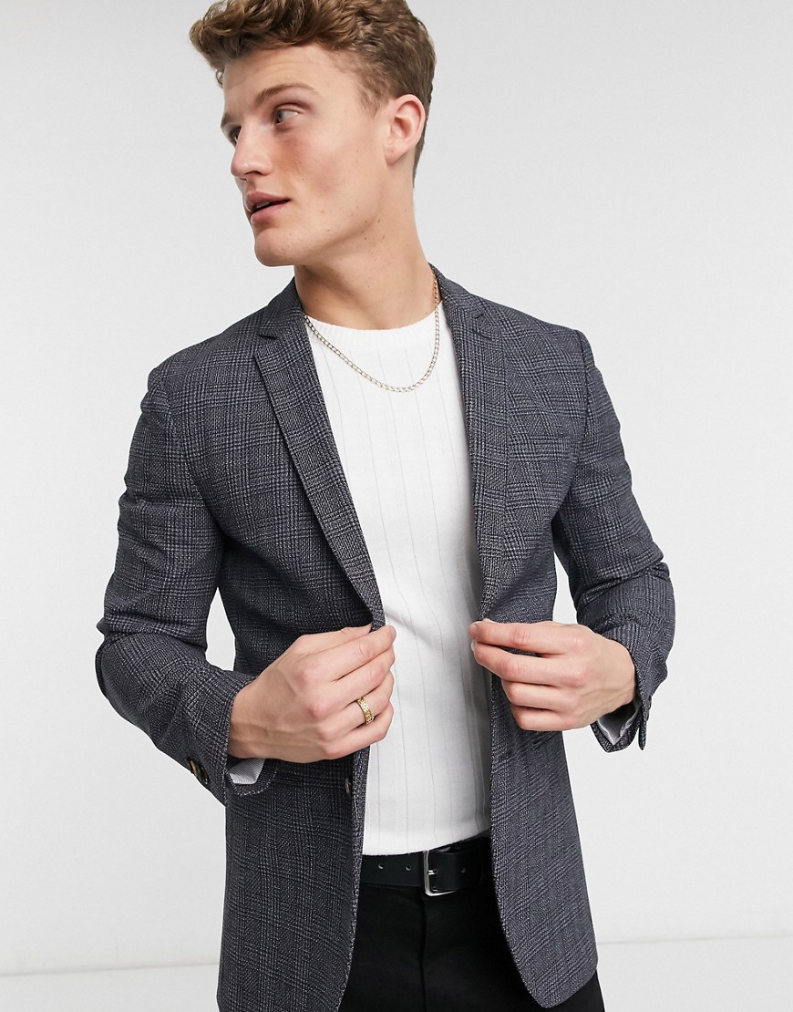 Jack & Jones Premium suit jacket in gray check-Grey