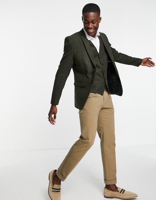 khaki blazer grey pants