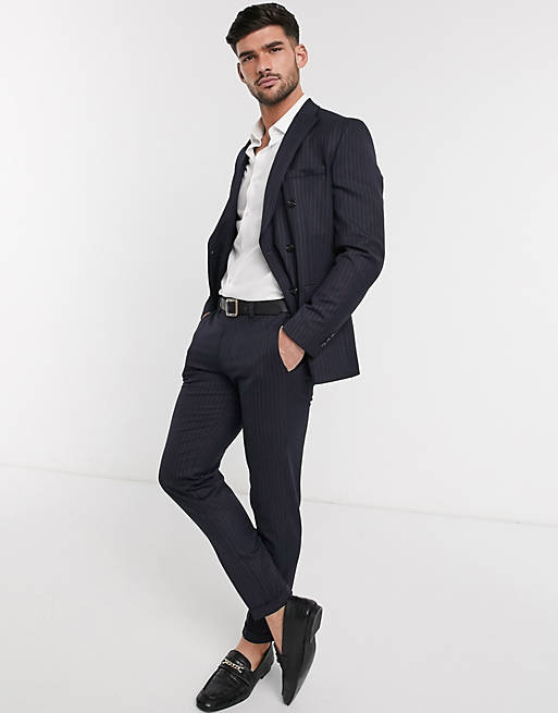Suits Jack & Jones Premium suit trouser in navy pinstripe 