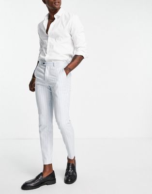 Jack & Jones Premium suit trousers in light blue stripe