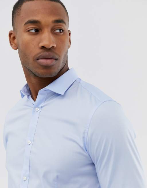 Jack & Jones Premium - Super slim-fit net overhemd met stretch in blauw, 3 van 4
