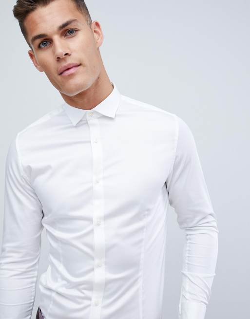 Jongleren briefpapier paling Jack & Jones - Premium super slim-fit net overhemd met stretch in wit | ASOS