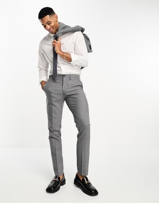 Jack & Jones Premium - Super slim fit pantalon van wolmix met stretch in grijs, 3 van 5