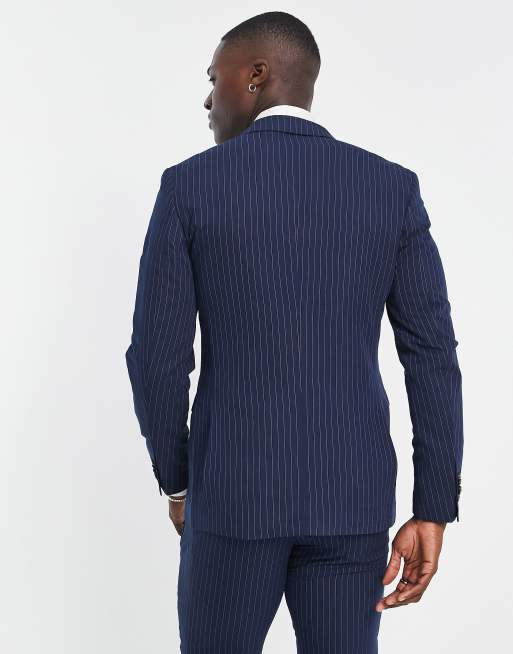 Dark navy 2024 pinstripe suit