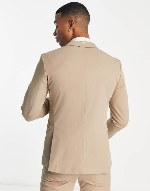 Jack Jones Premium super slim fit suit jacket in beige